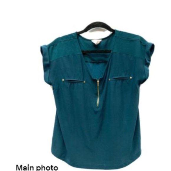 The Workshop Womens  Blouse Top Green  1/4 zip Sleeveless Stretchy size Med - Picture 1 of 4